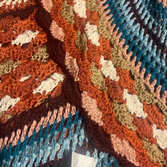 Almost Famous Retro Shawl Wrap Womens 1X Hippie Earth Jewel Tones Flowy Feminine - Picture 8 of 10